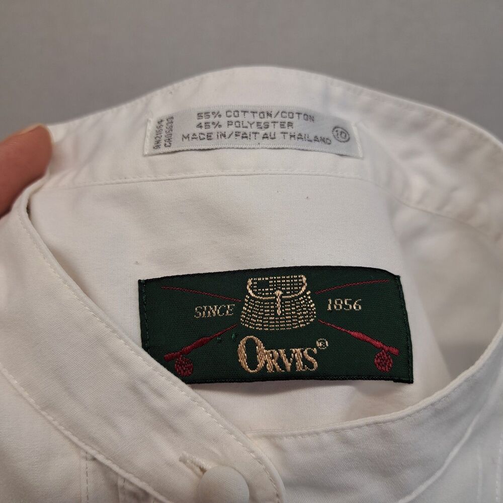 Vintage Orvis Women’s 10 Blouse Cotton Blend Long Sleeve Button Up White - Picture 4 of 7